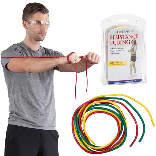 THERABAND resistance tubing in three colors