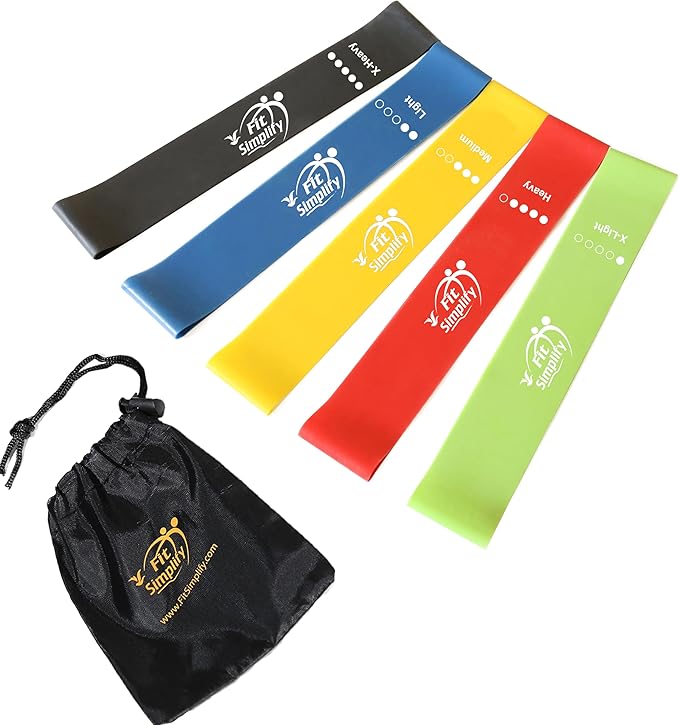 Set of five colored resistance loop bands