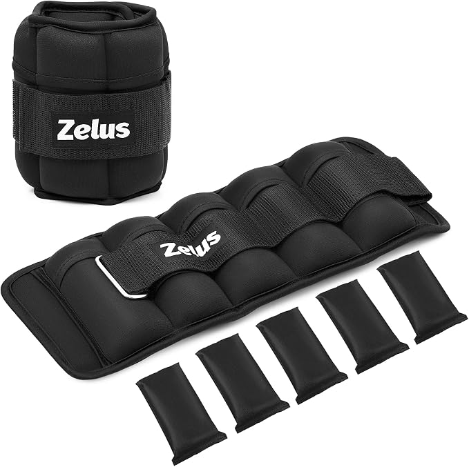 Black adjustable ankle weights with removable sandbags