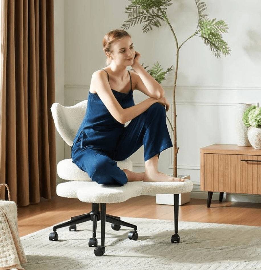 Wide ergonomic cross-legged office chair